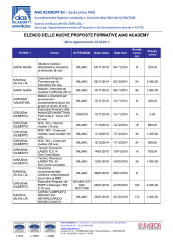 AIAS ACADEMY Srl – Socio Unico AIAS ELENCO DELLE NUOVE