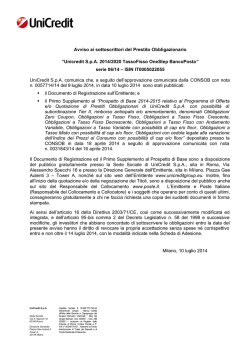 UniCredit S.p.A. co n. 0057714/14 il Document il Primo Sup e/o
