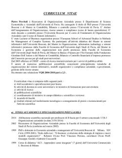 CV - Economia - Universit&agrave; degli studi di Pavia