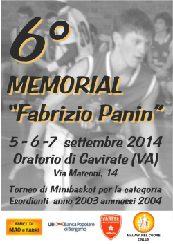 6&deg; MEMORIAL &ldquo;Fabrizio Panin&rdquo;