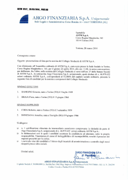 Scarica Lista per collegio sindacale - Argo Finanziaria