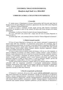Manifesto degli Studi - Dipartimento di Scienze Farmaceutiche