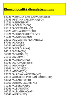 Elenco localit&agrave; disagiate(Corriere BRT)