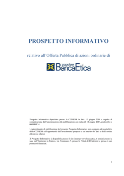 Banca Popolare Etica S.c.p.a Prospetto Informativo