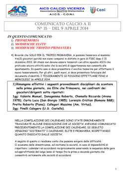 comunicato calcio a 11 n° 35 – del 9 aprile 2014