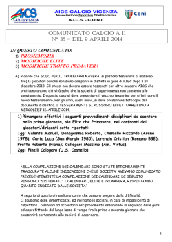 comunicato calcio a 11 n&deg; 35 &ndash; del 9 aprile 2014