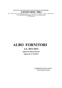 Albo fornitori aggiornato al 31 agosto 2014.
