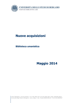 Maggio 2014 - Servizi bibliotecari - Università degli studi di Bergamo