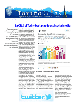 La Citt&agrave; di Torino best practice sui social media