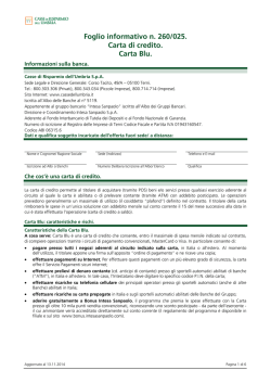 Foglio informativo n. 260/025. Carta di credito. Carta Blu.