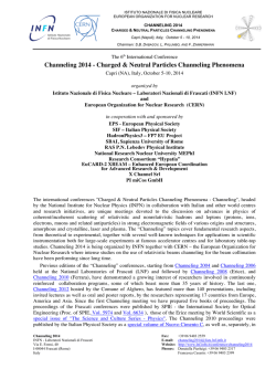 Channeling 2014 - Laboratori Nazionali di Frascati