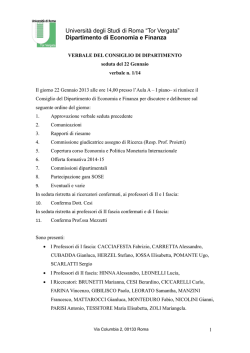 22 Gennaio 2014 - Facolt&agrave; di Economia