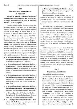 ASP AZIENDA SANITARIA LOCALE DI POTENZA Avviso di Mobilit&agrave;