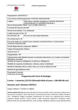 Geologia II - Universit&agrave; della Calabria