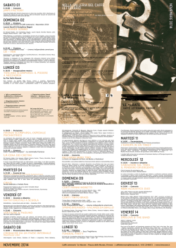 N OVEM B R E 20 14 NOVEMBRE 2014 SABATO 01