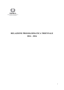 RELAZIONE PROGRAMMATICA TRIENNALE 2014 – 2016