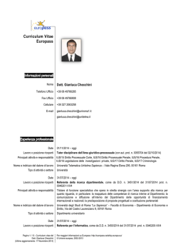 CV - Universit&agrave; Telematica Unitelma Sapienza