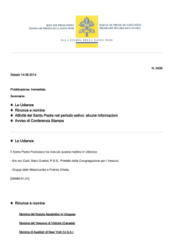 Le Udienze Rinunce e nomine Attivit&agrave; del Santo