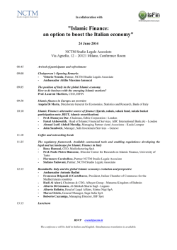 "Islamic Finance: an option to boost the Italian economy"