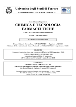 BANDO CTF 14- 15 - Universit&agrave; degli Studi di Ferrara