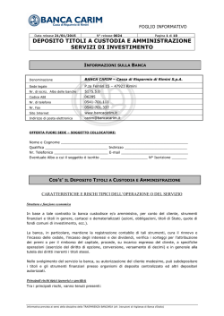 DEPOSITO TITOLI - SERVIZI DI INVESTIMENTO