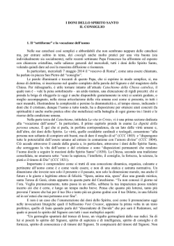 I DONI DELLO SPIRITO SANTO IL CONSIGLIO 1. Il