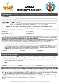 MODULO ISCRIZIONE BAMBINI CRE 2014.pub