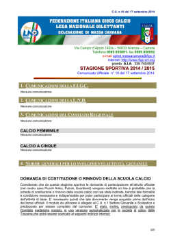 STAGIONE SPORTIVA 2014 / 2015