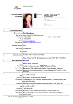 Curriculum vitae Dott.ssa Parisi - Universit&agrave; degli Studi di Brescia