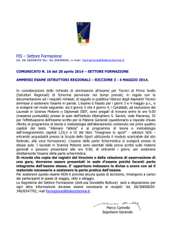 FIS – Settore Formazione - Federazione Italiana Scherma