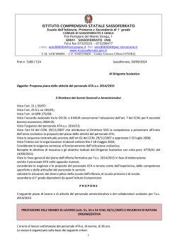 Piano delle attivit&agrave; personale ATA 2014-2015