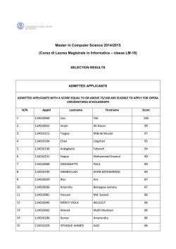 Master in Computer Science 2014/2015 (Corso di Laurea Magistrale