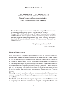 Longobardi e longobardismi spunti e suggestioni antropologiche
