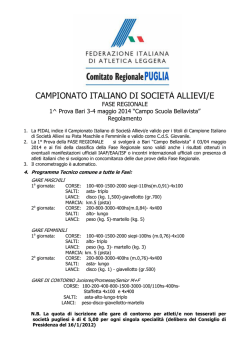 CAMPIONATO ITALIANO DI SOCIET&Agrave; ALLIEVI/E