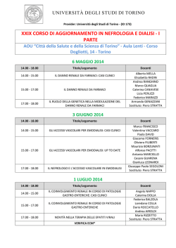 XXIX CORSO DI AGGIORNAMENTO IN NEFROLOGIA E DIALISI