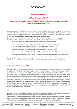 Il Consiglio di Amministrazione di VRWAY Communication approva