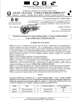 Bando selezione esperti Inglese Spagnolo PON C1 FSE 04 POR