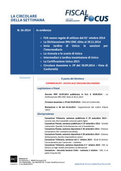 Circolare settimanale n. 36 del 04.10.2014