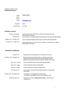 CV Claudia Palumbo 2014 - Coordinamento Nazionale Giovani