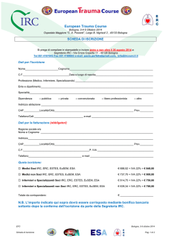 Scheda iscrizione ETC Bologna, 3-5 ottobre 2014