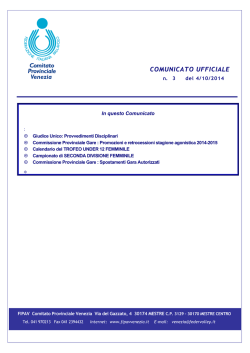 COMUNICATO UFFICIALE - Risultati e Classifiche