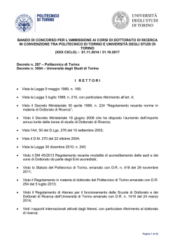 Bando dottorati XXX ciclo - Universit&agrave; degli Studi di Torino