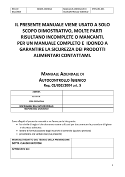 il presente manuale viene usato a solo scopo dimostrativo, molte