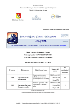 Bando reclutamento allievi "Osa" e - IRGeM