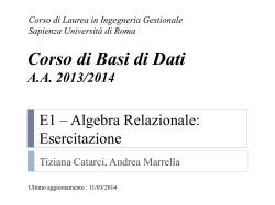 Esercitazione su Algebra Relazionale