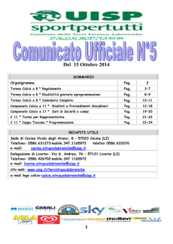 Comunicato Ufficiale n.5 del 15 Ottobre (pdf)