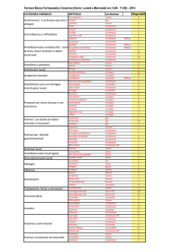 Disponibili Farmaci Banco Farmaceutico Coxanna (Orario: Luned&igrave; e