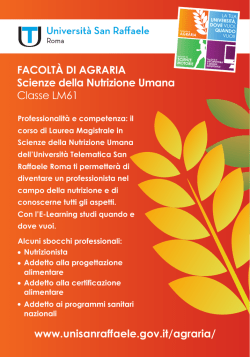 Presentazione CdS Magistrale in "Scienze della Nutrizione