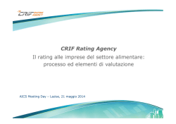 CRIF Rating Agency Il rating alle imprese del settore alimentare