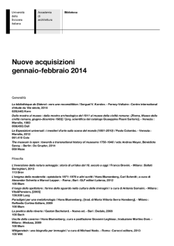 Nuove acquisizioni gennaio-febbraio 2014